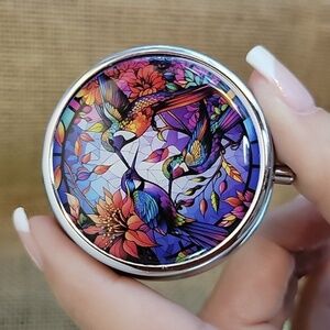 HUMMINGBIRD STAINED GLASS STYLE TRAVEL BOX